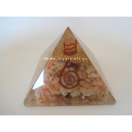 Sunstone With Crystal Point Orgone Energy Pyramid