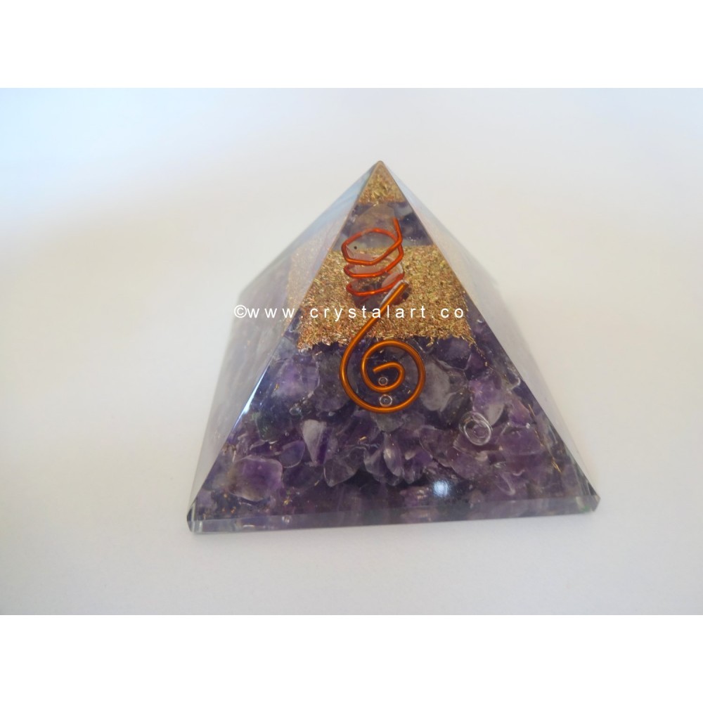 Amethyst Agate With Crystal Point Orgone Energy Pyramid