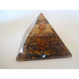 Tiger Eye With Crystal Point Orgone Energy Pyramid