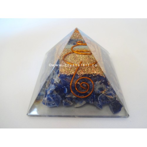 Sodalite With Crystal Point Orgone Energy Pyramid