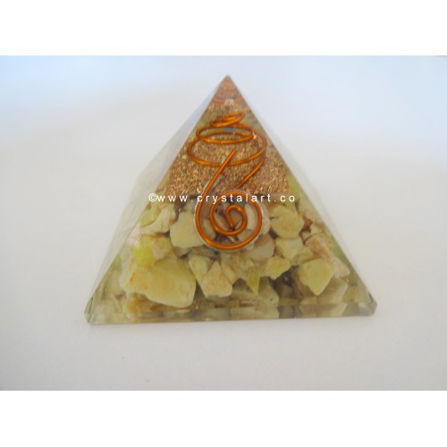 Yellow Aventurine With Crystal Point Orgone Energy Pyramid