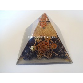 Black Tourmaline With 7 Chakra Symbol Crystal Point Orgone Pyramid