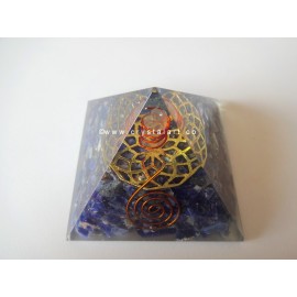 Sodalite With Metal Symbol Orgone Pyramid