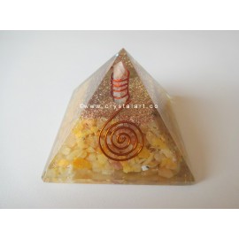 Yellow Aventurine With SBB Copper Coil Symbol Orgone Pyramid