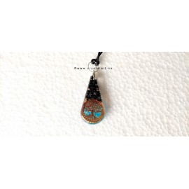 Aqua Crystal and Trourmaline Drop Shape Orgone Pendants