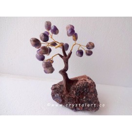 25 Amethyst Tumbled Stones on the Amethyst Cluster Gemstone Tree