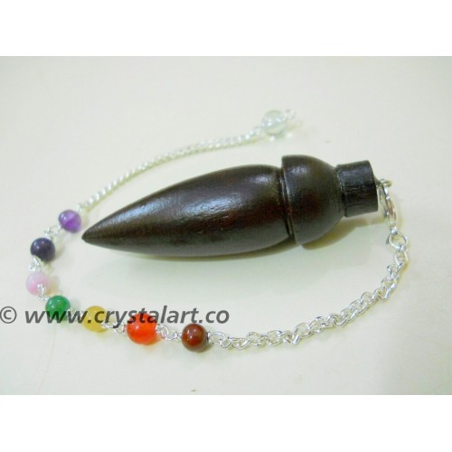 Black Rose Wood Chakra Chain Gemstone Pendulum