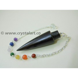 Black Rose Wood Chakra Chain Bullet Shape Pendulum