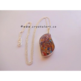 Eye Shape Chakra Stone inside Orgone Pendants with Chain