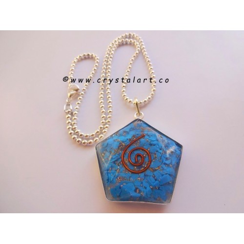 Turquoise Hexagone Orgone Pendants with Chain