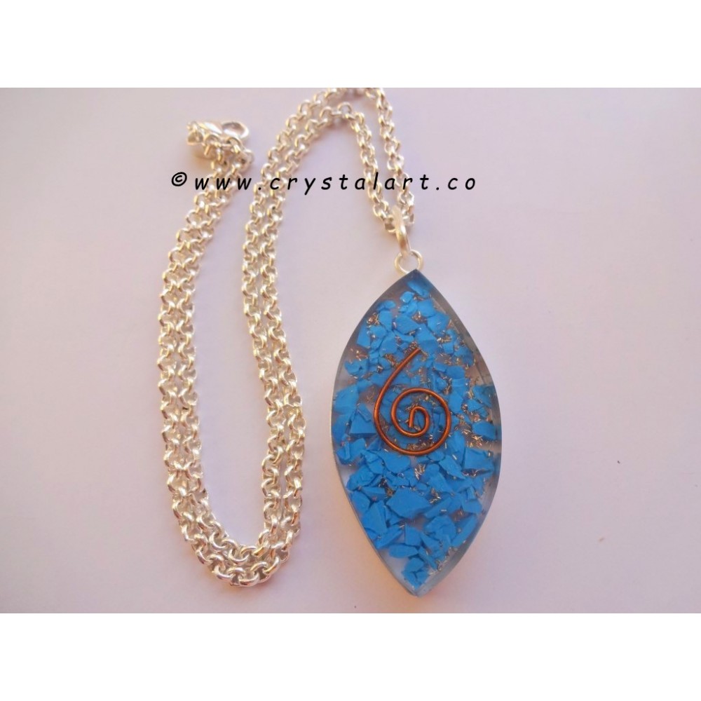 Turquoise Eye Shape Orgone Pendants with Chain