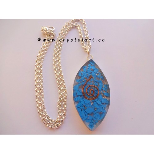 Turquoise Eye Shape Orgone Pendants with Chain