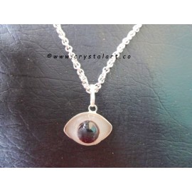 Black Banded Cats Eye Stone Silver Plated Pendants