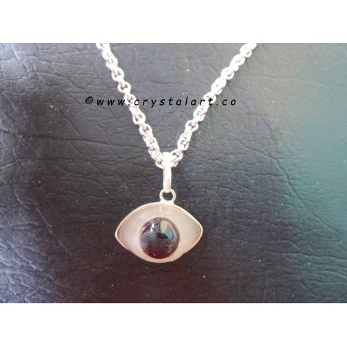 Black Banded Cats Eye Stone Silver Plated Pendants