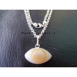 Yellow Banded Stone Cats Eye Silver Plated Pendants