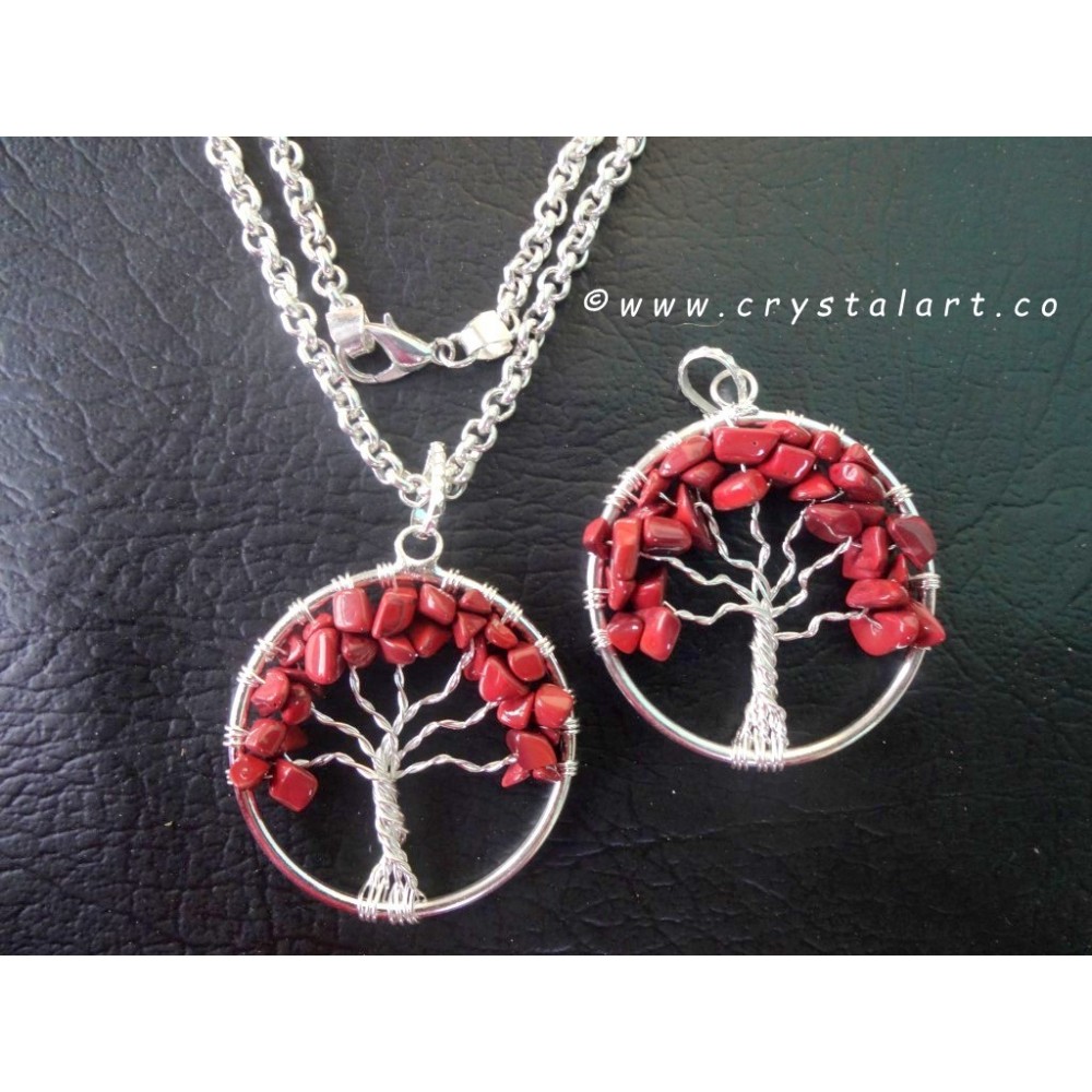 Red Jasper Agate Stone Tree of Life Pendants without Chain