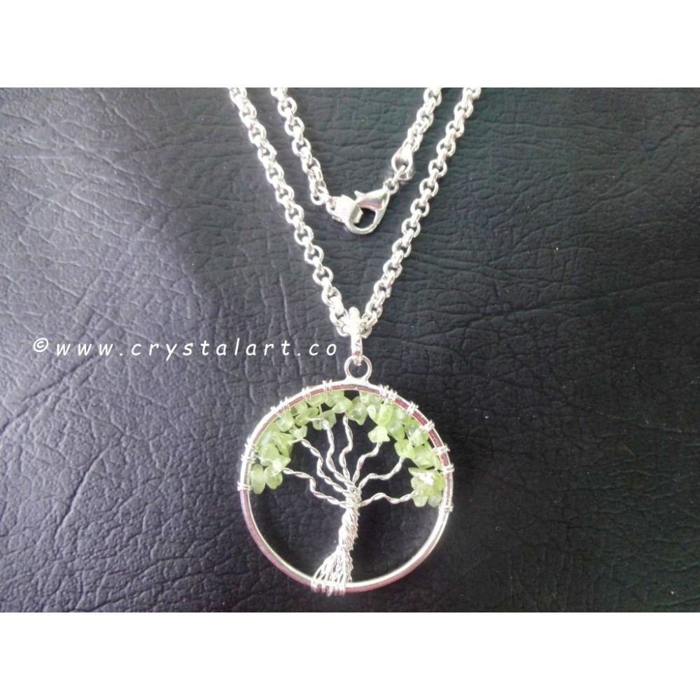 Peridot Stone Tree of Life Pendants without Chain