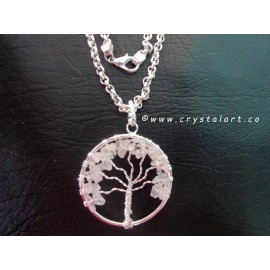 Rose Quartz Stone Tree of Life Pendants without Chain