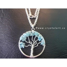 Crystal Aqua Tree of Life Pendants without Chain