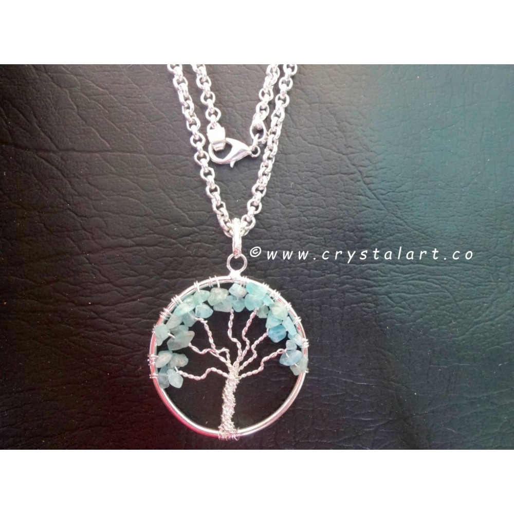 Crystal Aqua Tree of Life Pendants without Chain