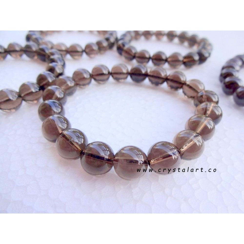 Smokey Quartz 10 mm Plane Beads Bracelets