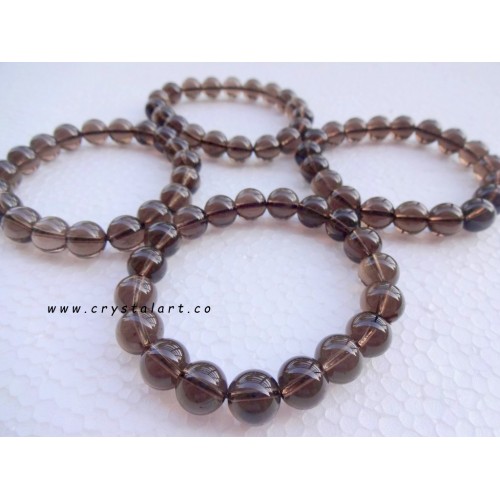 Smokey Quartz 10 mm Plane Beads Bracelets