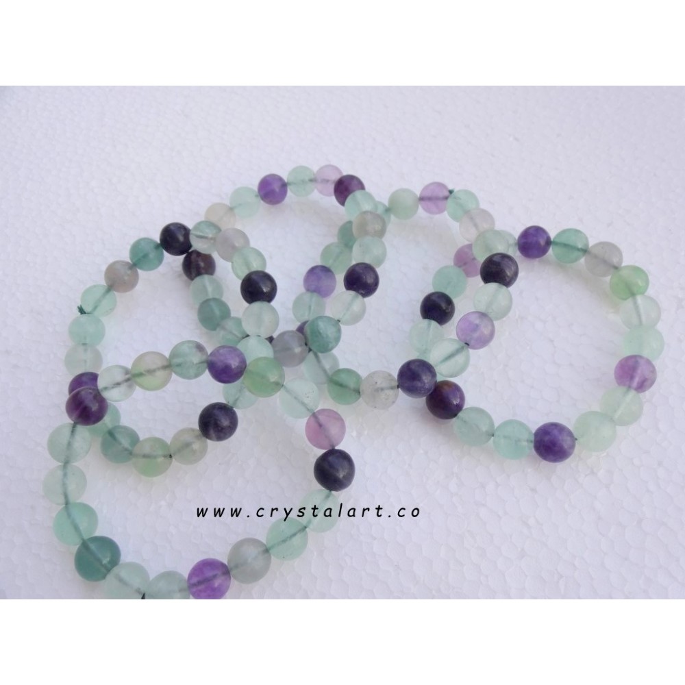 Multi Fluorite 10 mm Plane Beads Bracelets