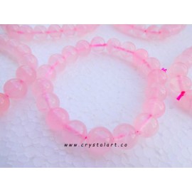 Rose Quartz 10 mm Plane Beads Bracelets