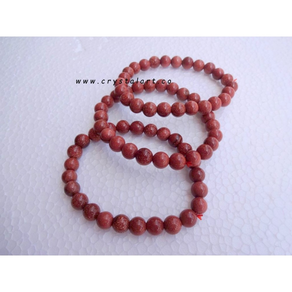 Orange Goldstone 8 mm Plane Beads Bracelets