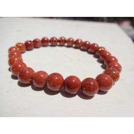 Orange Goldstone 8 mm Plane Beads Bracelets