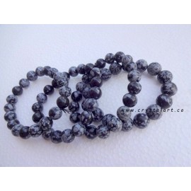 Snowflake Obsidian 10 mm Plane Beads Bracelets