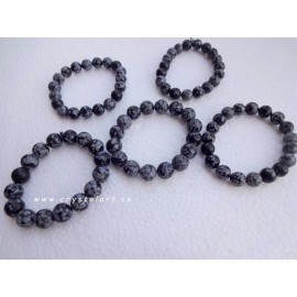 Snowflake Obsidian 10 mm Plane Beads Bracelets