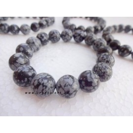 Snowflake Obsidian 10 mm Plane Beads Bracelets