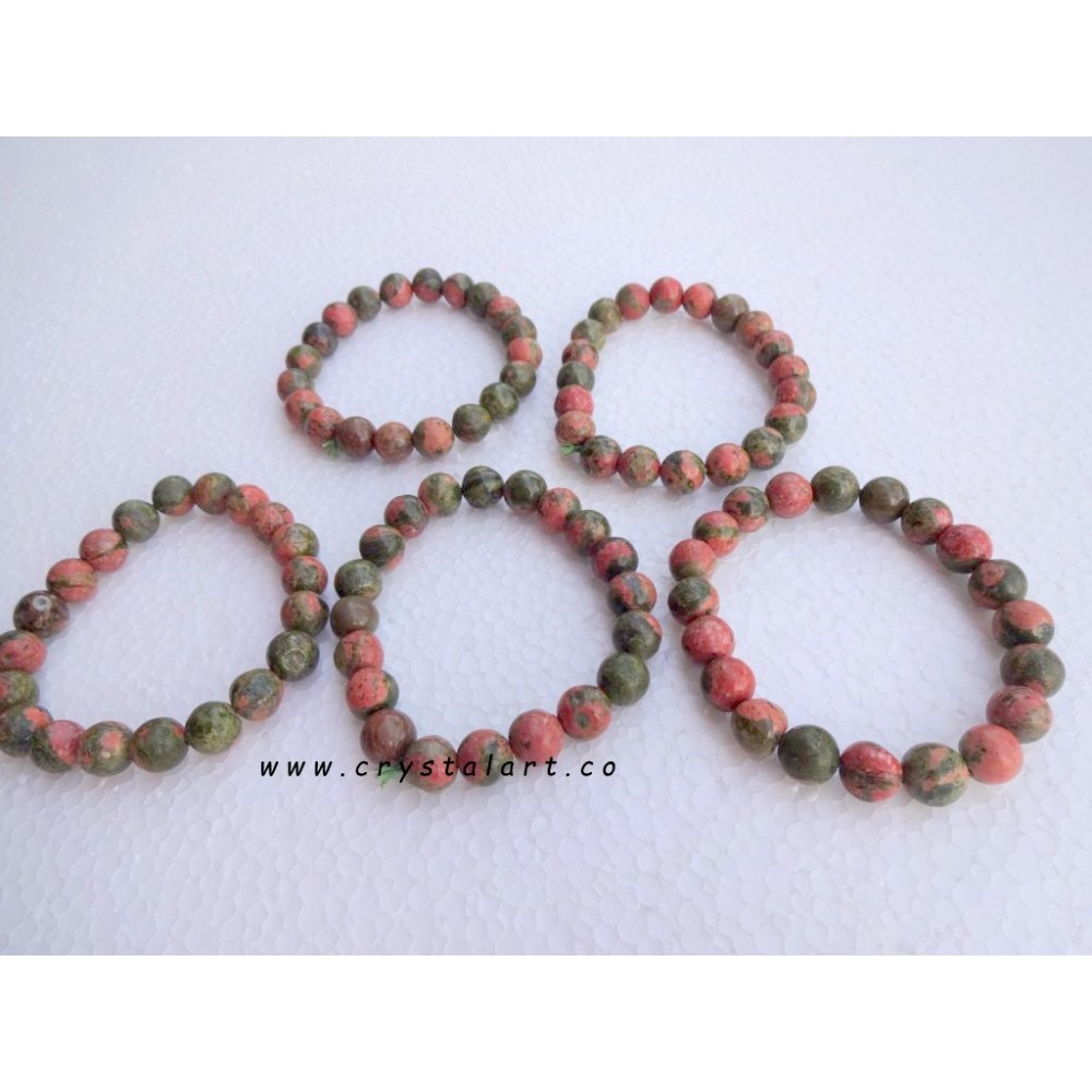 Unakite 8 mm Plane Beads Bracelets