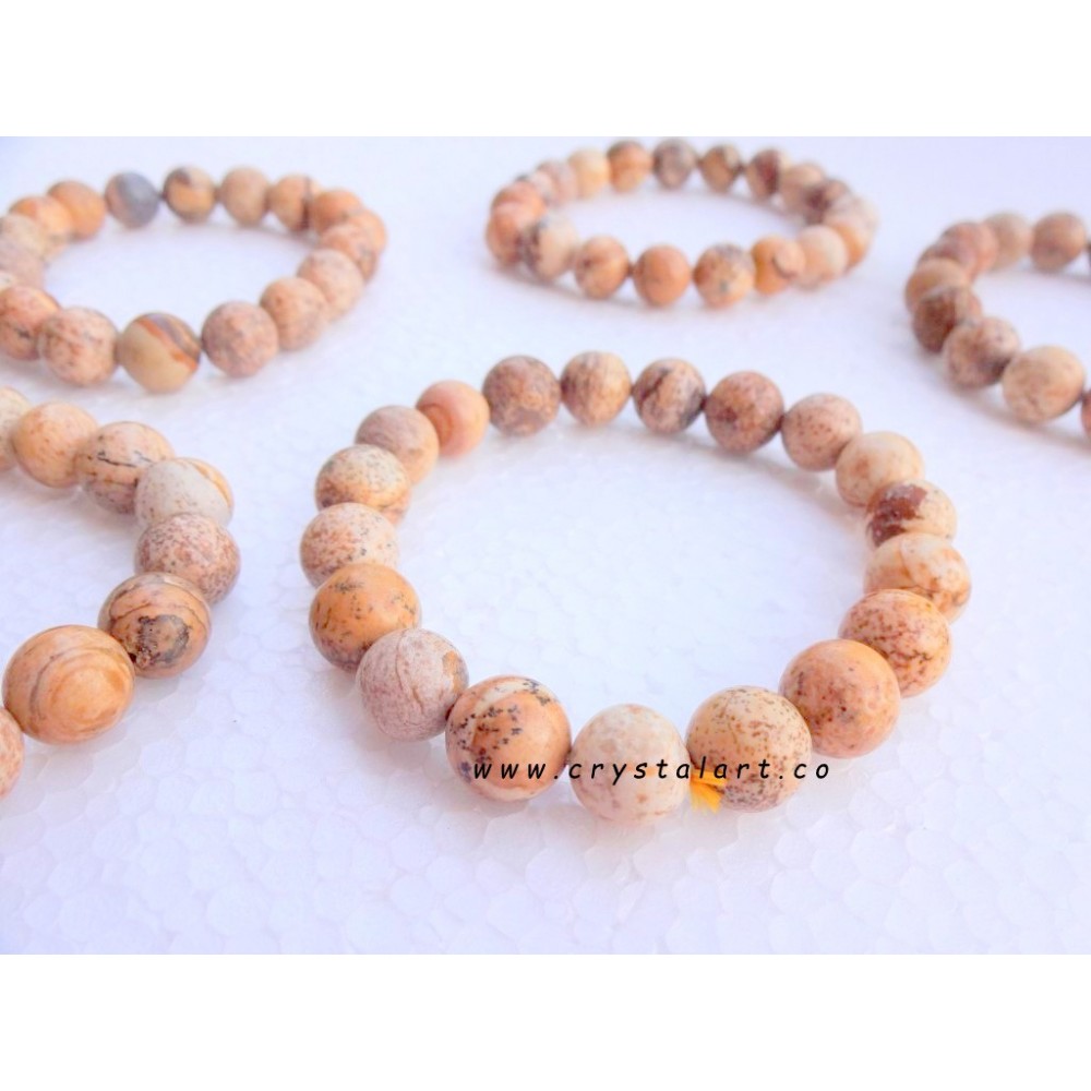 Picture Jasper 8 mm Plane Beads Bracelets