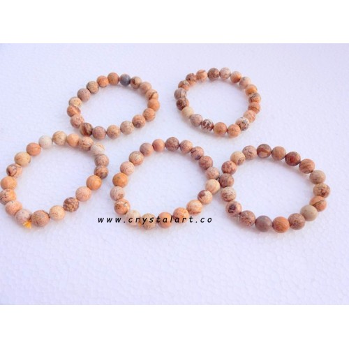 Picture Jasper 8 mm Plane Beads Bracelets