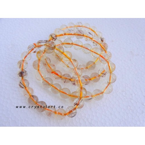 Rutilated Quartz 8 mm Plane Beads Bracelets