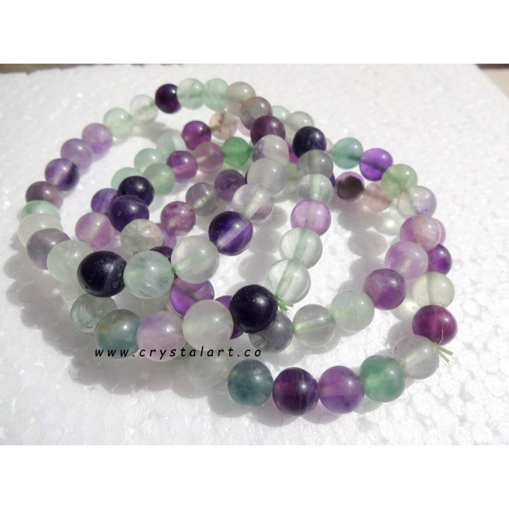 Multi Fluorite 8 mm Plane Beads Bracelets