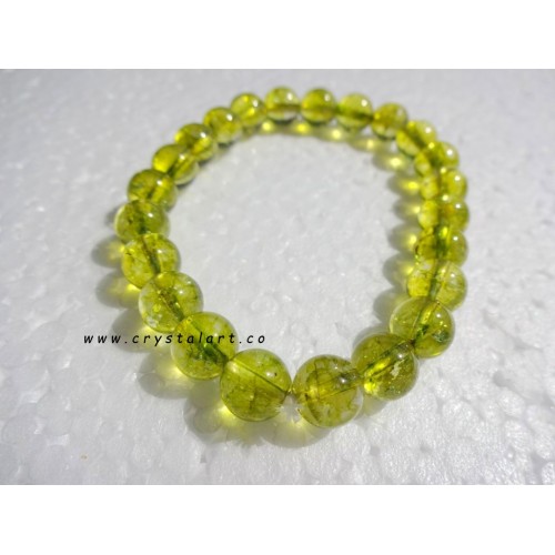 Peridot 8 mm Plane Beads Bracelets