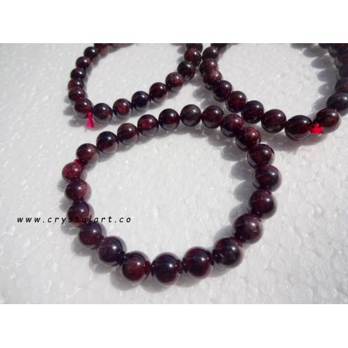 Garnet 8 mm Plane Beads Bracelets