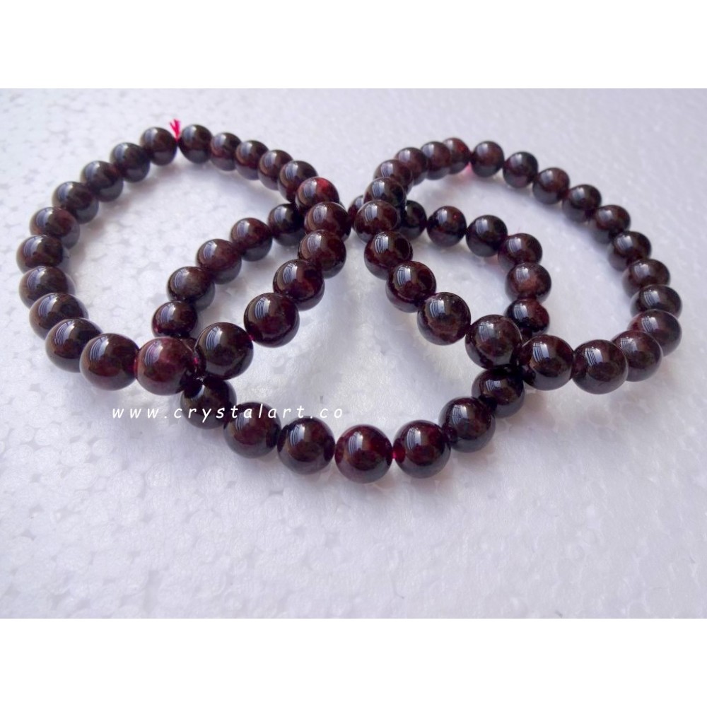 Garnet 8 mm Plane Beads Bracelets