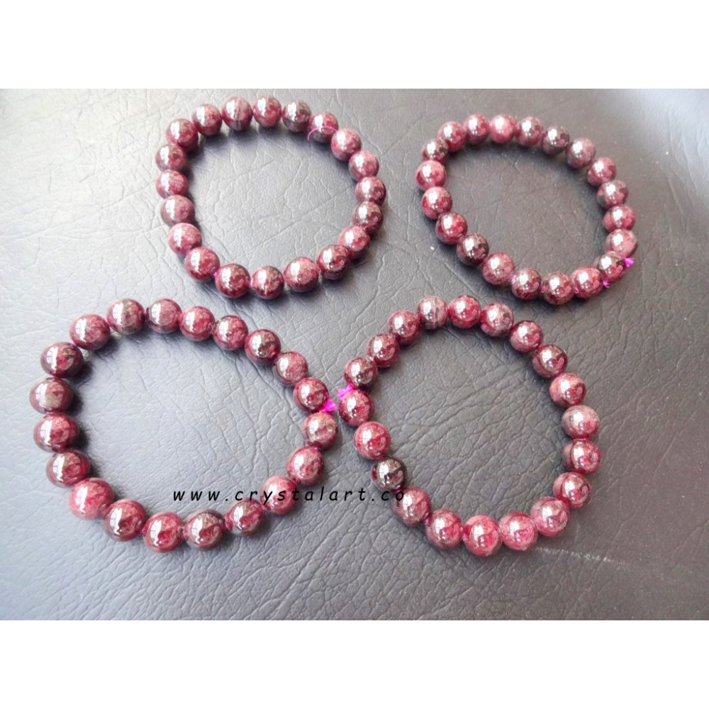 Garnet 10 mm Plane Beads Bracelets