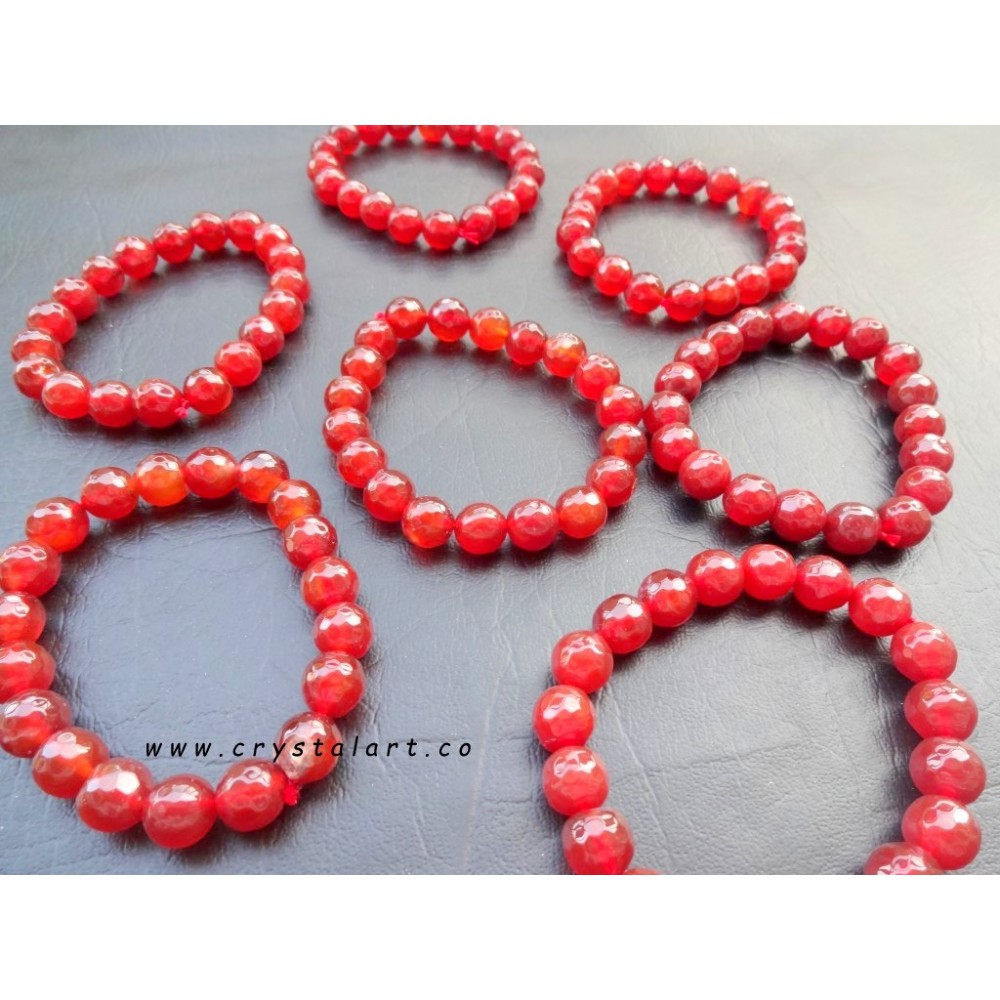 Red Carnilian 10 mm faceted Beads Bracelets