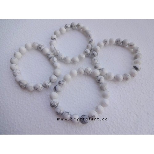 Howlite 8 mm Plane Beads Bracelets