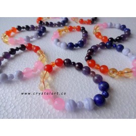 Blue Lace Agate 7 Chakra 2 pieces plane Beads Bracelets