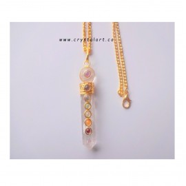 Clear Crystal Quartz Globe Chakra stone Golden Cap Chain Pendants