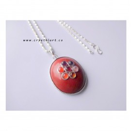 Red Jasper Cabochon Shape Chakra Stone Chain Pendants