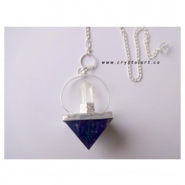 Clear Crystal Quartz Point Lapis Lazule Pyramid Dowsing Pendulum