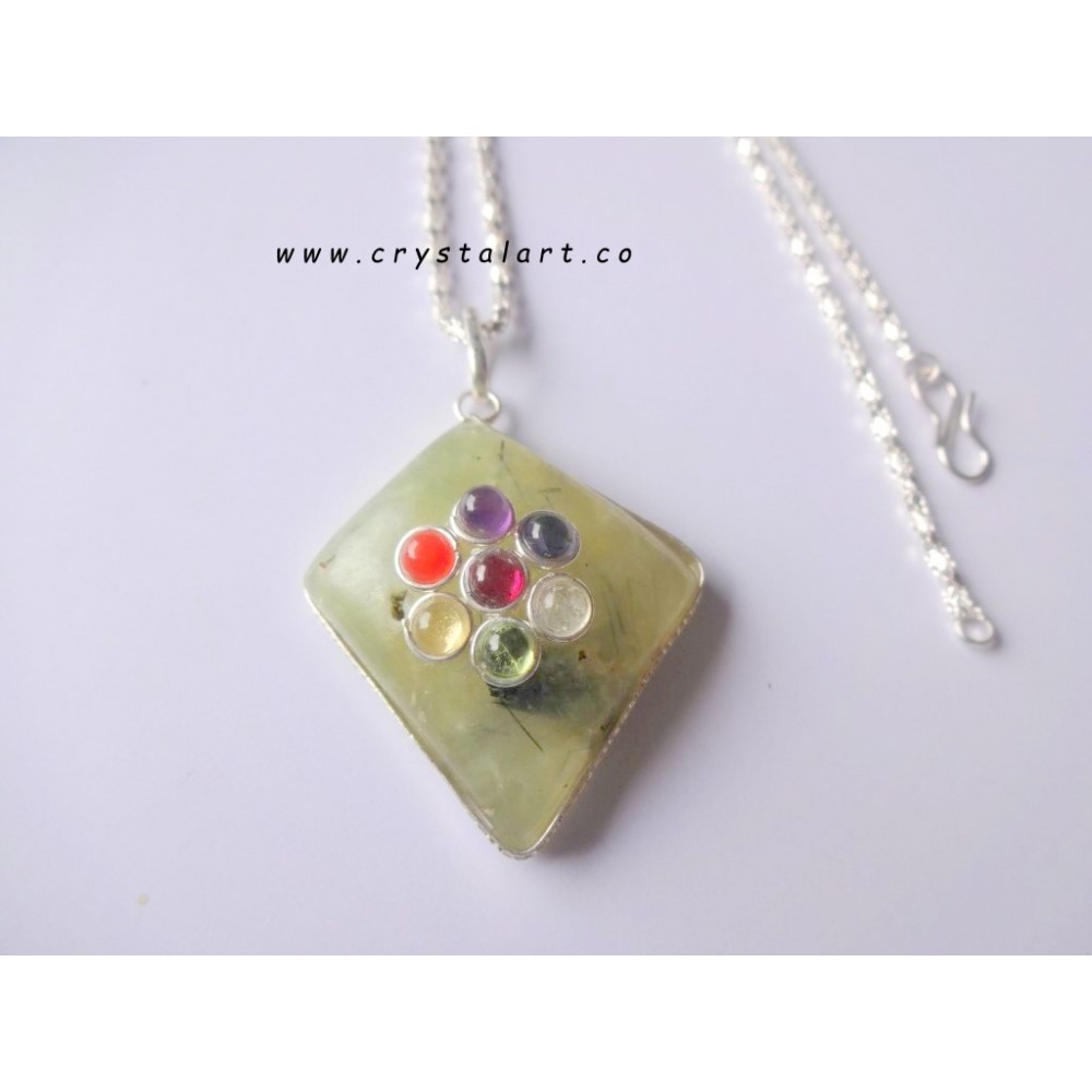 Prehnite Chakra Stone Chain Pendants