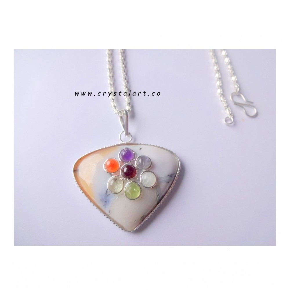 Dendritic Agate Chakra Stone Chain Pendants